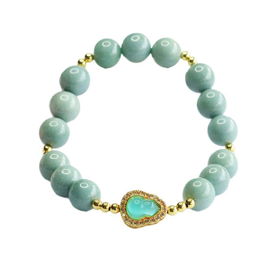 Blue Water Jadeite Gourd Beaded Bracelet