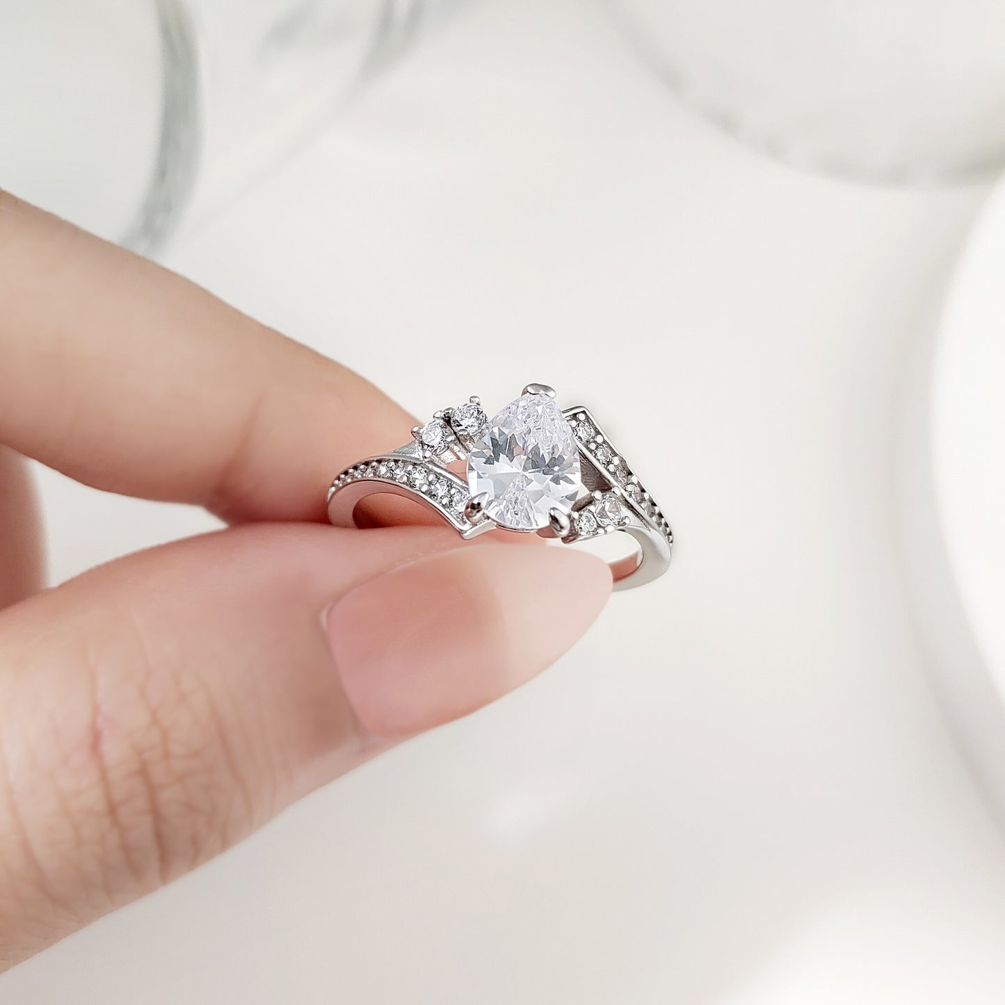 Planderful Zircon Sterling Silver Ring 1.25ct for Women