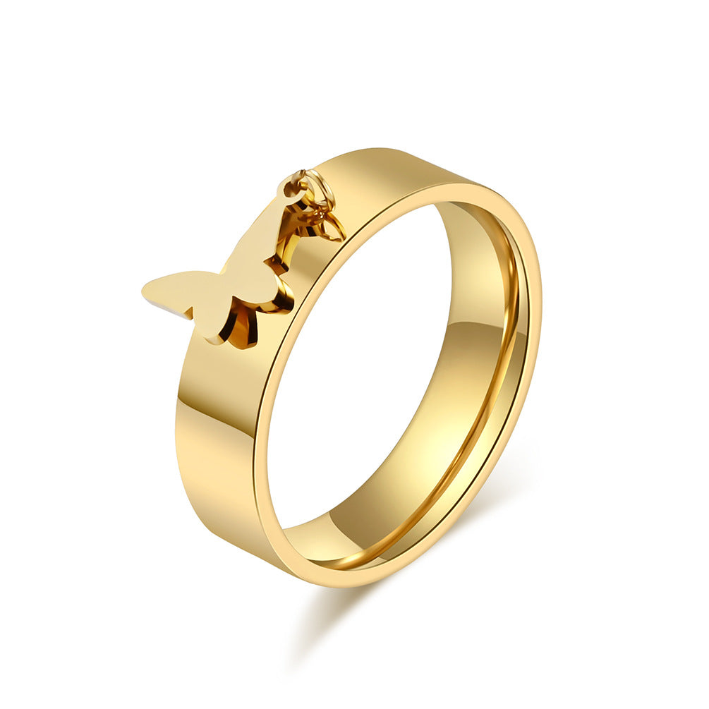 Cross-Border Neutral Wind Star Moon Butterfly Cross Titanium Steel Ring for Men and Children