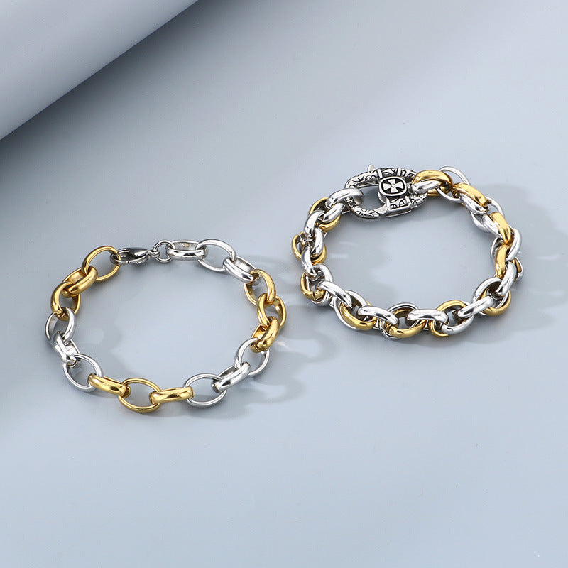 Planderful Titanium Steel Bracelet Gold Silver For Men