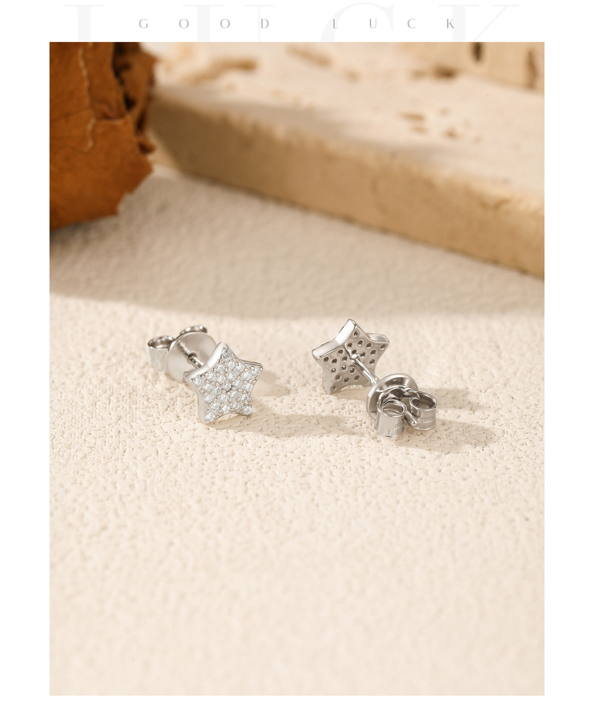 925 Sterling Silver Playing Card Moissanite Stud Earrings