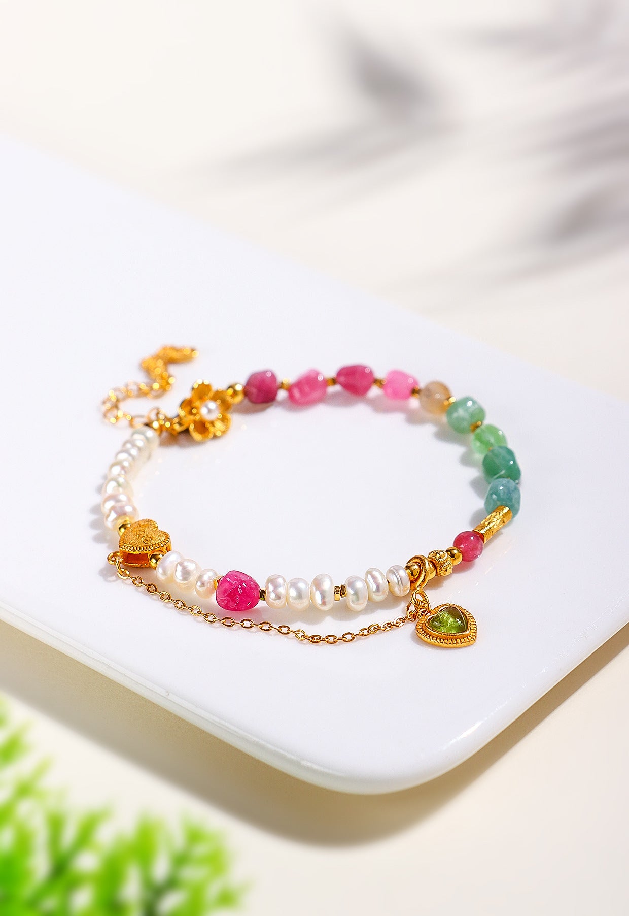 Planderful Fortune's Favor Bracelet – Elegant Freshwater Pearl and Tourmaline Design