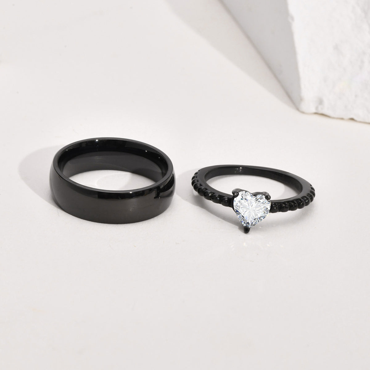 Couple Ring – Black Zircon Wedding Stainless Steel – Couple