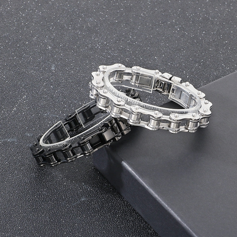 Planderful Mens Titanium Steel Bracelet Bicycle Woven