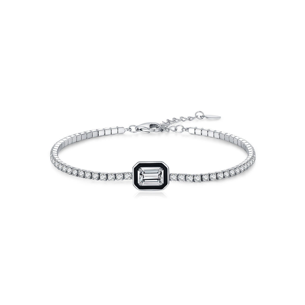 925 Sterling Silver Black Enamel Bracelet