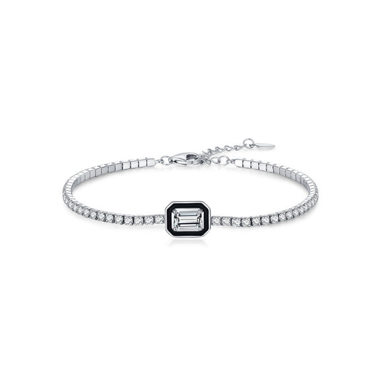 925 Sterling Silver Black Enamel Bracelet