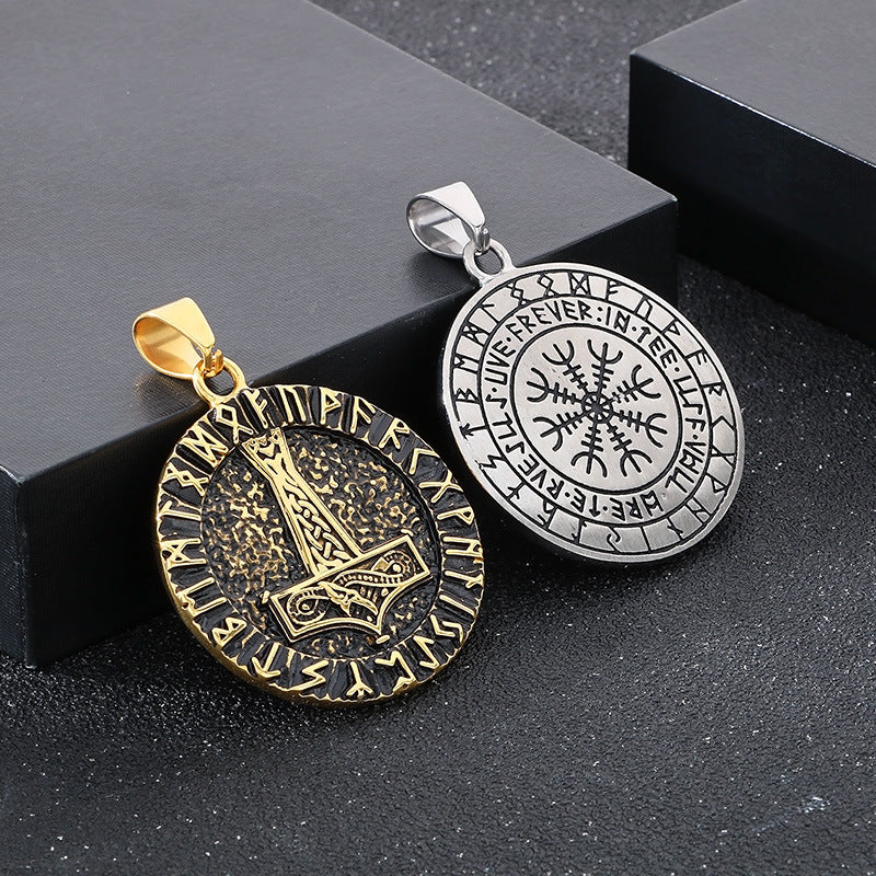 Planderful Thor Hammer Pendant Men Double Sided Stainless