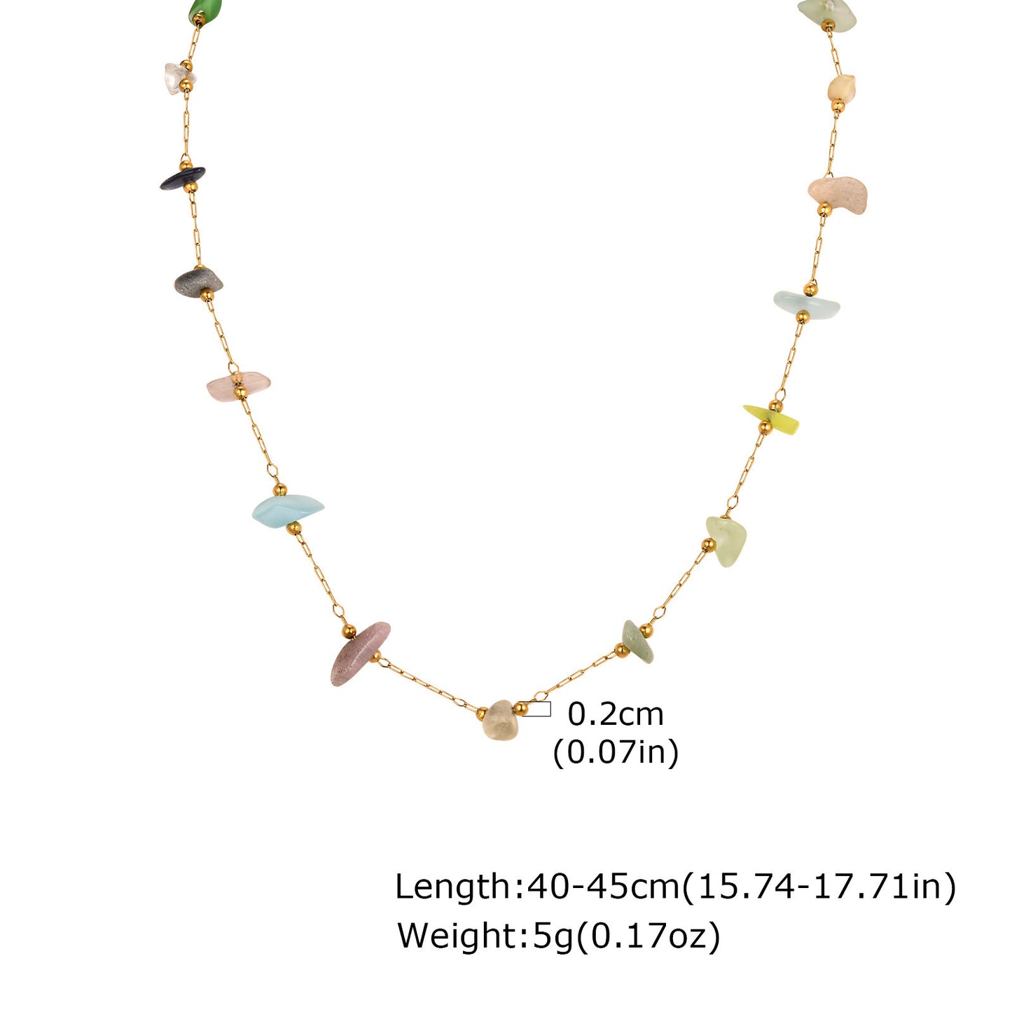 Stainless Steel Chain Irregular Gold Colored Natural Gravel Necklace Ladies