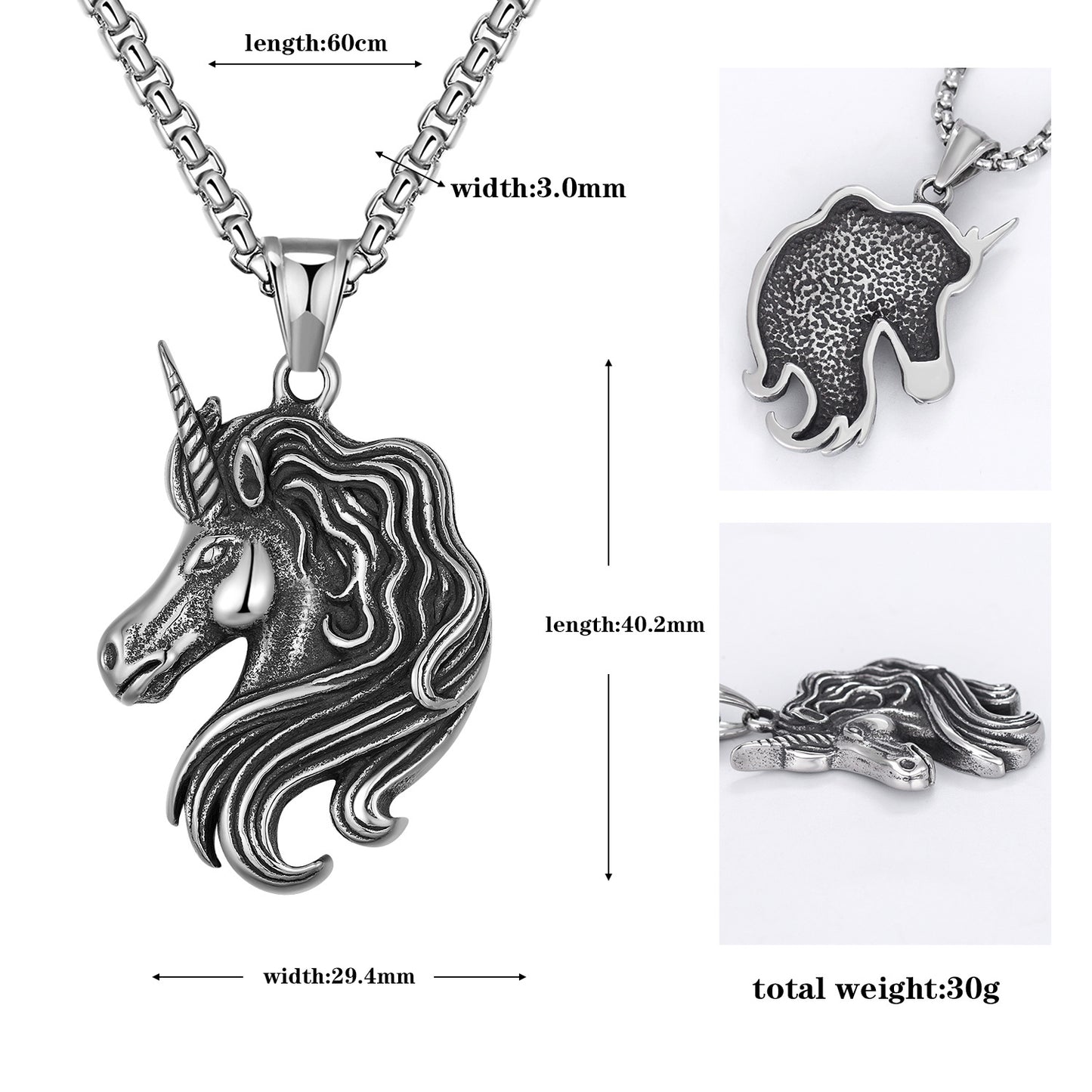 Titanium Steel Necklace - Vintage Zodiac Horse Pendant