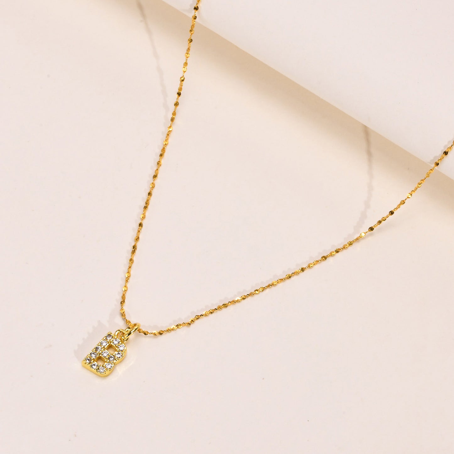 26 English Letter Stainless Steel Necklace Zircon Jewelry