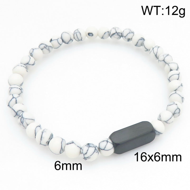 Stylish Stainless Steel Square Volcanic Stone Bracelet – Tiger's Eye Stone Matte Bead