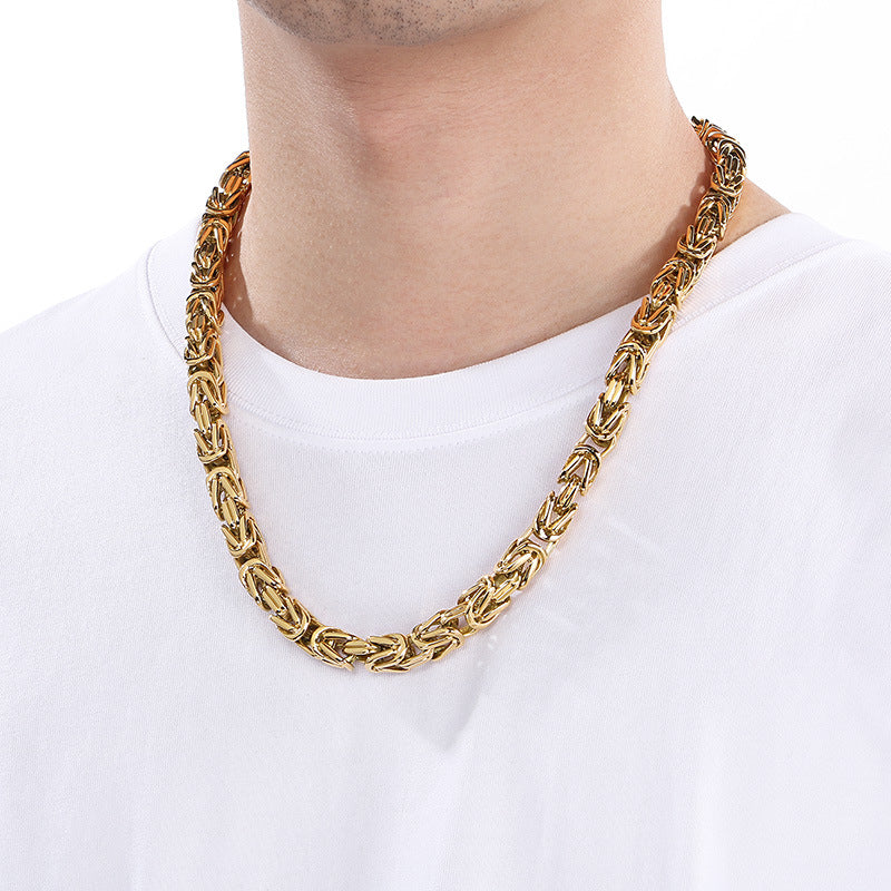 Planderful Men Titanium Steel Necklace Retro Imperial Chain