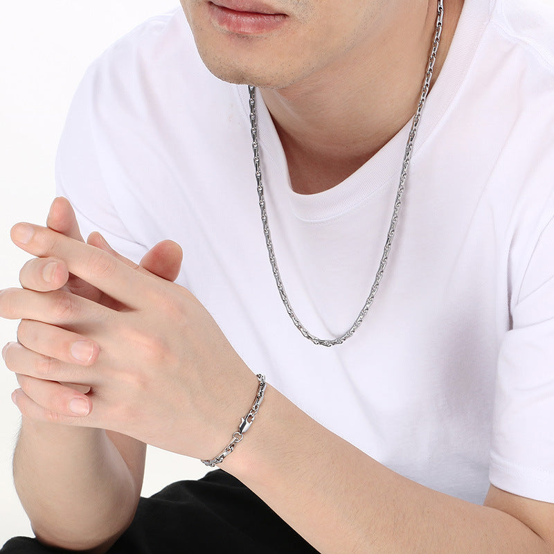 Japan Korea Fashion Melon Seed Chain Bracelet Necklace Set