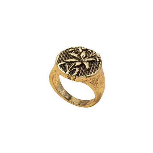 European & American Jewelry Handcrafted Ring with Floral Design