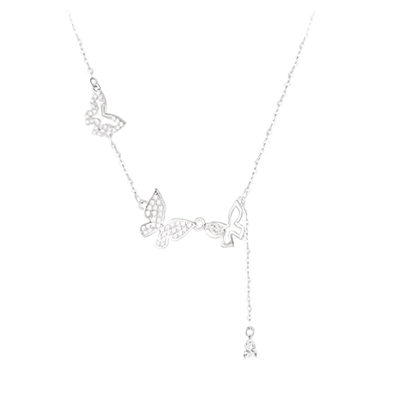 Planderful Sterling Silver Butterfly Tassel Necklace For Women Elegant Luxury Collarbone Pendant