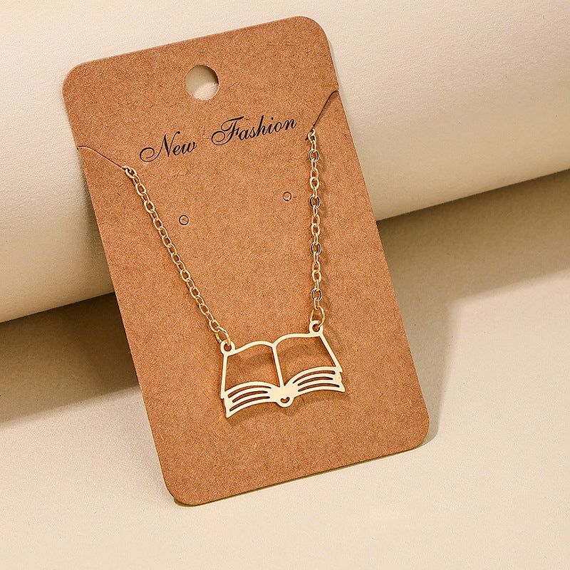 Luxurious Graduation Season Necklace with Cut-Out Book Pendant
