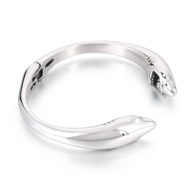 Cute Animal Bracelet – Glossy Double Shark Stainless Steel Men's