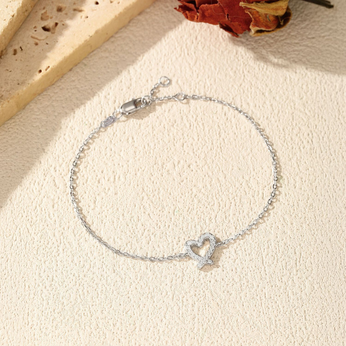 925 Sterling Silver Irregular Heart Moissanite Bracelet