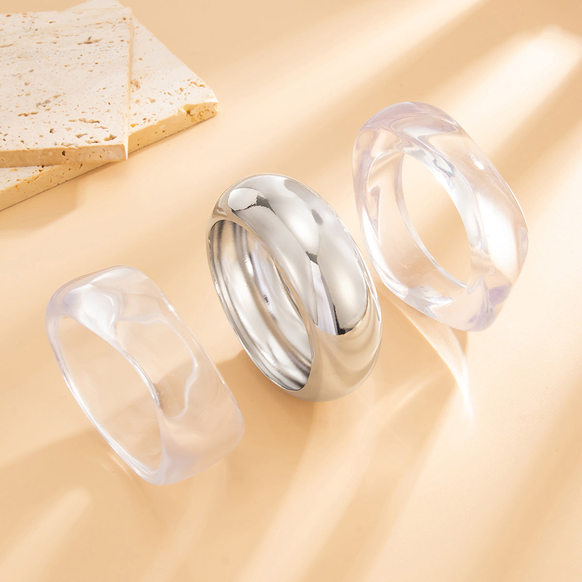 Transparent Irregular Section Bracelet Glossy Stacked Bracelet