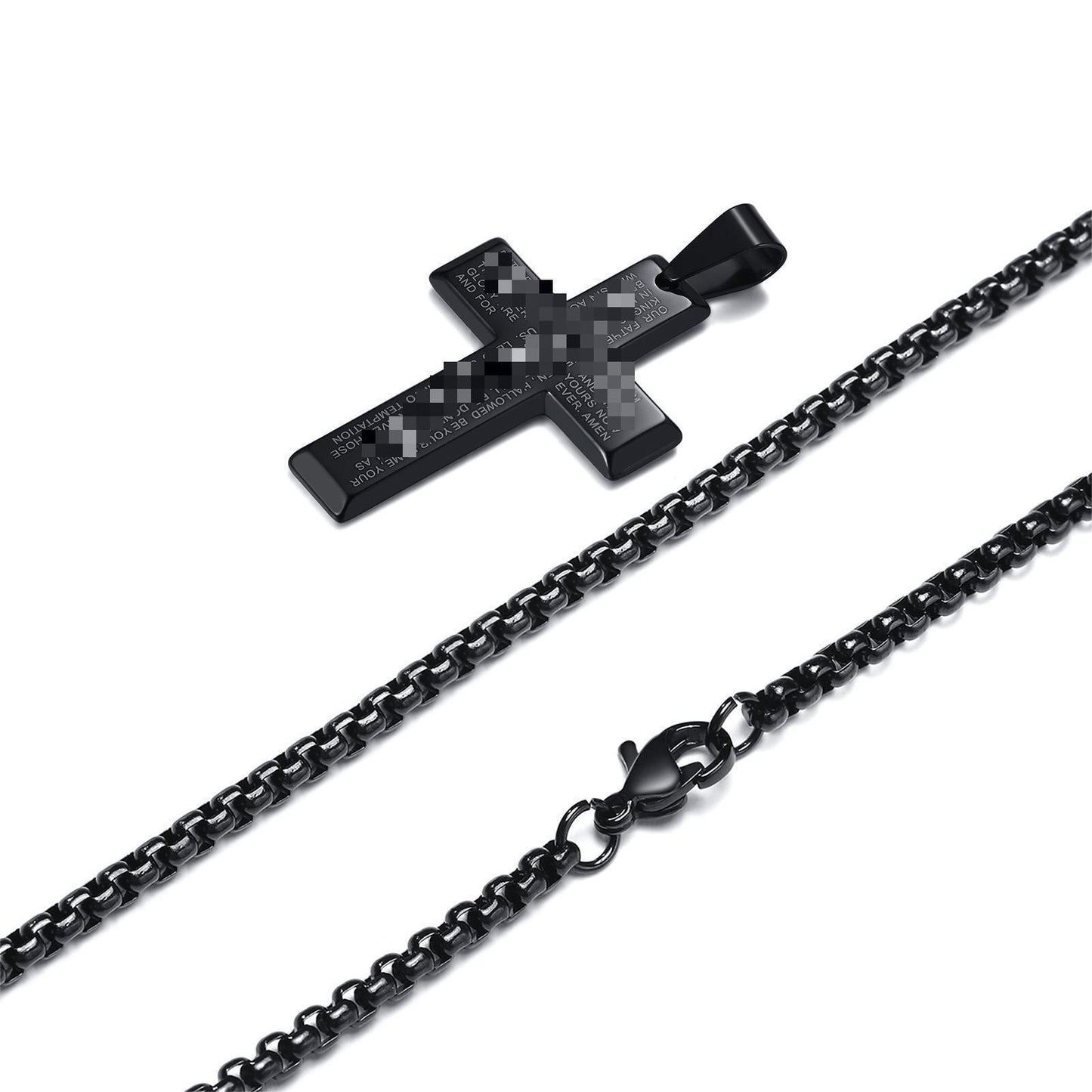 Stainless Steel Cross Pendant Men's Laser Accessories Necklace