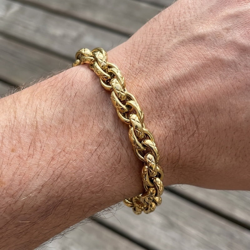 Hip-Hop Niche 11mm Thick X-Pattern Twist Rope Stainless Steel Bracelet Men's Hip-Hop