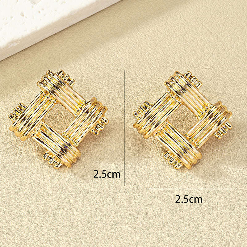 Twisted Geometric Fashion Stud Earrings - Vienna Verve Collection