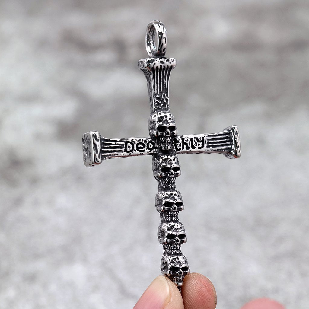 Punk Skull Cross Stainless Steel Men's Pendant Necklace