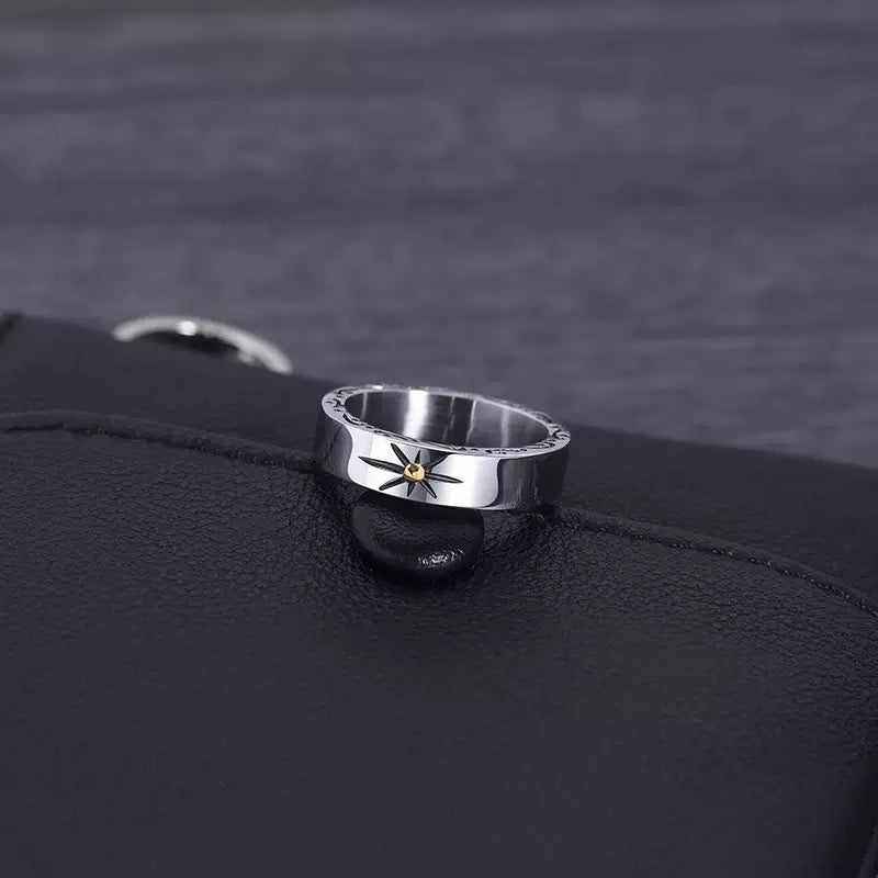 Planderful Everyday Genie Titanium Steel Ring For Men North Star Hipster Style Durable Daily Wear Gift