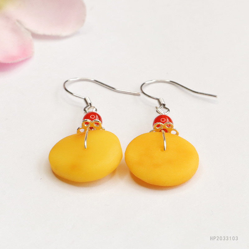 Beeswax Amber Peace Buckle 925 Silver Hook Earrings