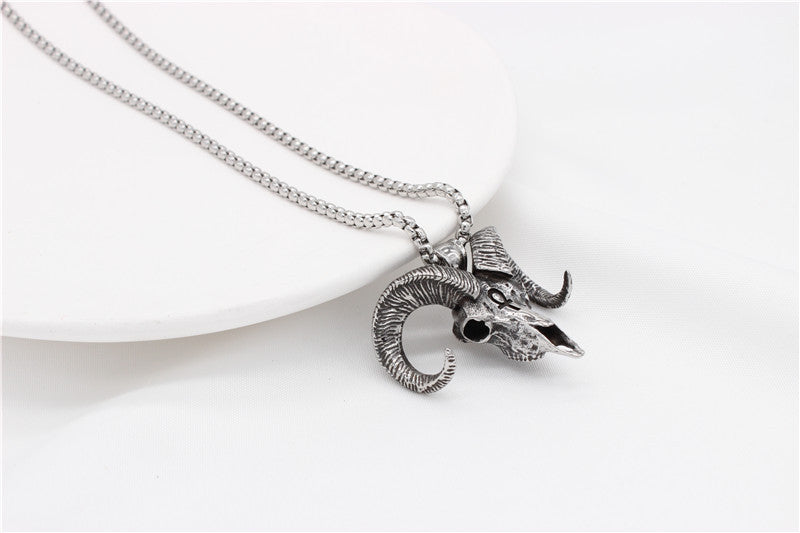 Planderful Anubis Pendant Titanium Steel, Personalized Retro Devil Goat Head, Unisex Protection Jewelry for Men