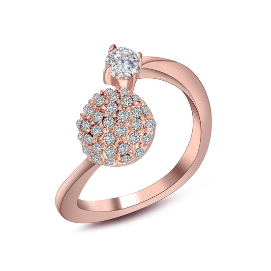 Rose Gold Floral Cluster Zircon Ring - Elegant Titanium Steel Jewelry for Women