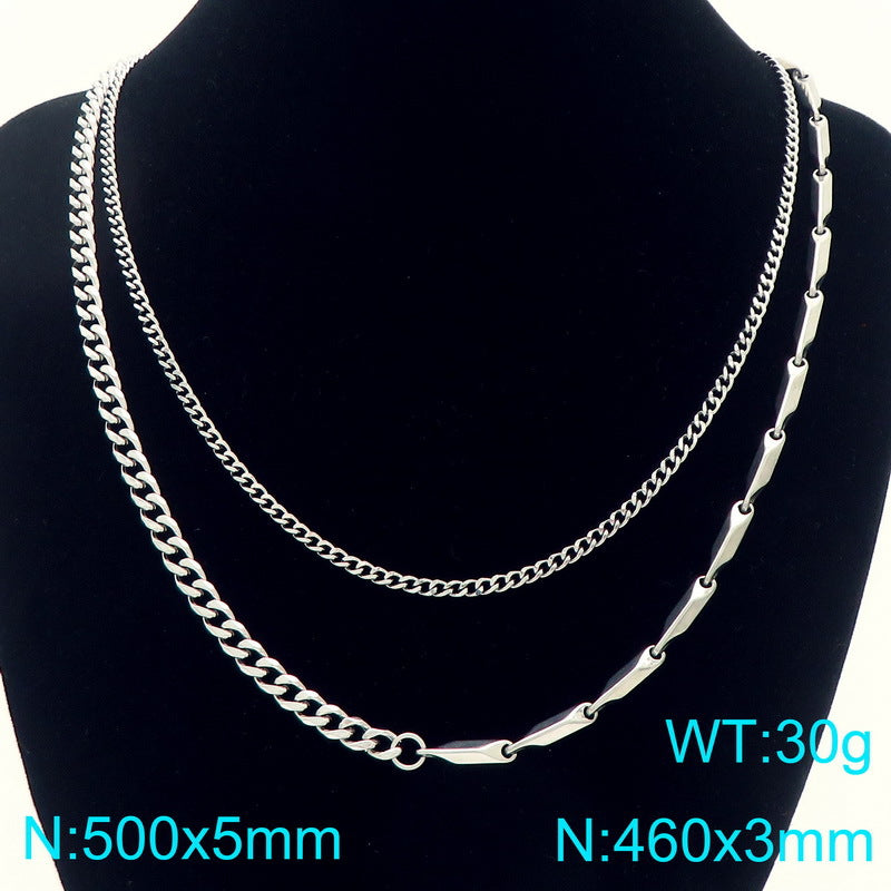 Planderful Layered Cuban Necklace for Men Double Chain Sturdy