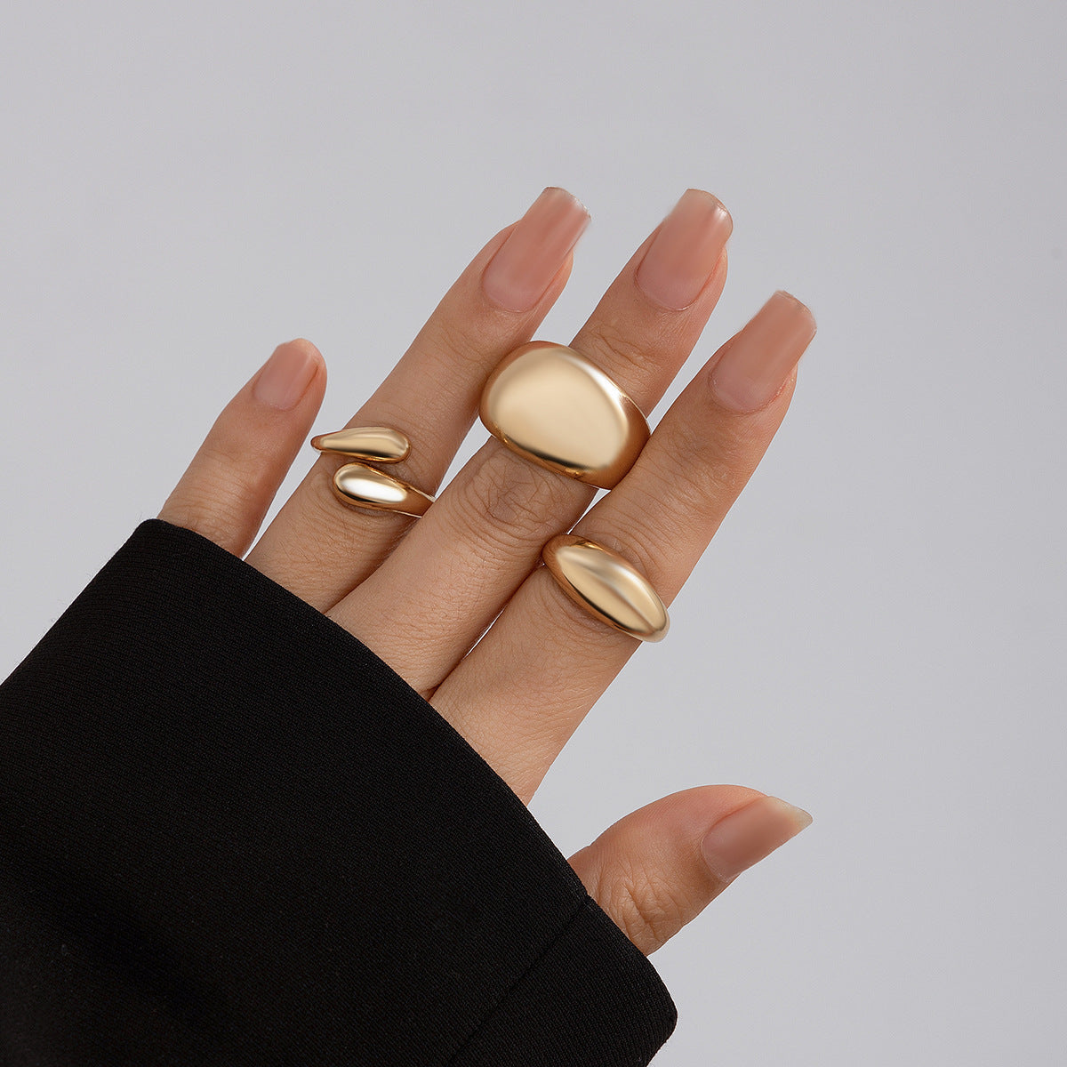 Planderful Vienna Verve Geometric Open Ring Lava Metal Texture For Modern Fashion Lovers