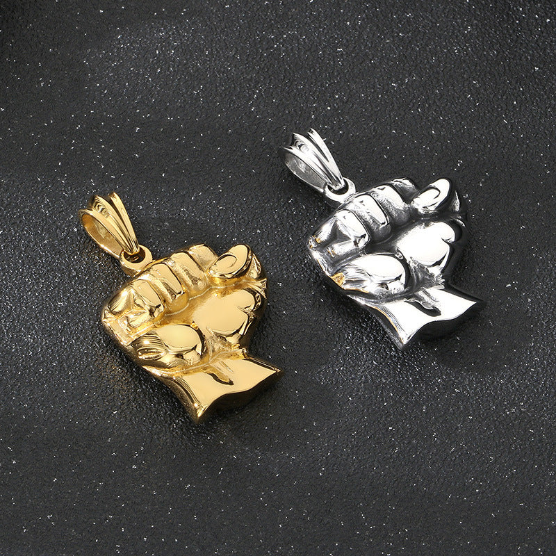 Planderful Retro Fist Pendant Titanium Steel Men Necklace