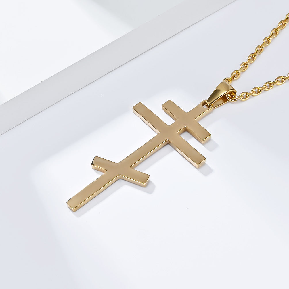 Steel Necklace - Vintage Orthodox Cross Pendant