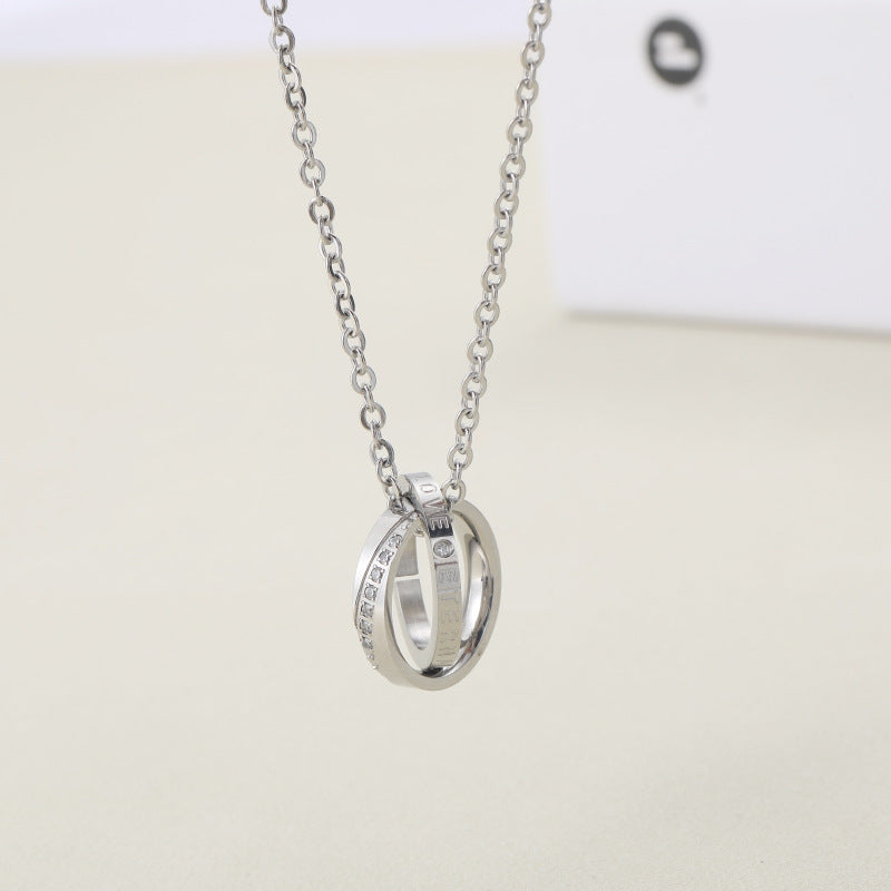 1. Planderful Stainless Steel Interlocking Ring Necklace Unisex Hip Hop Jewelry Gift