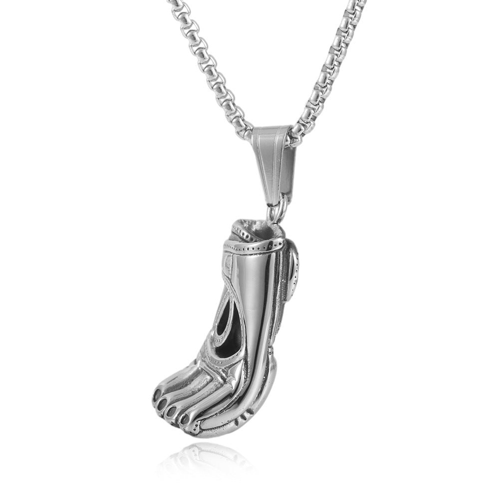 Titanium Steel Punk Boxing Gloves Pendant Necklace for Men - Retro European and American Style