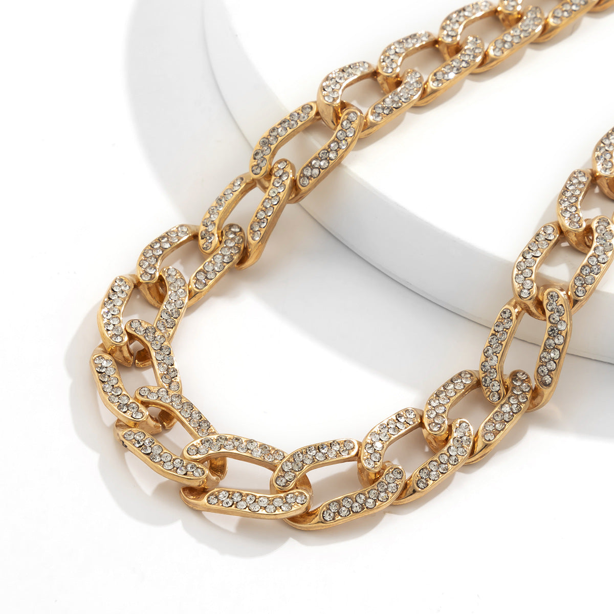 Planderful Cross Necklace Women Zircon Cuban Button Chain Versatile Statement Jewelry Vienna Verve