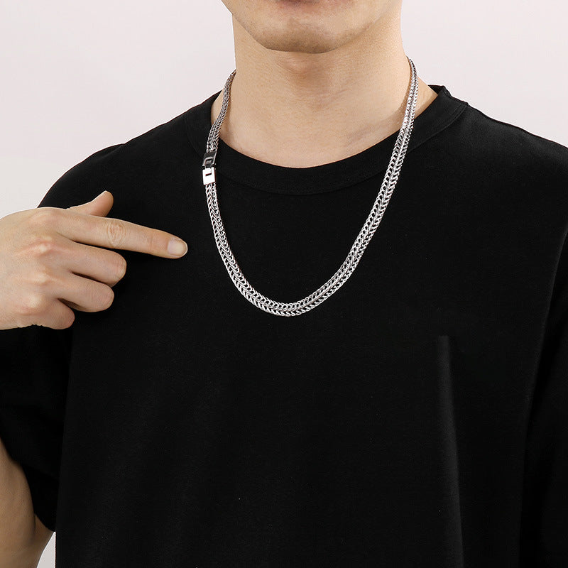 Tide Brand Keel Snake Bone Chain Hiphop Rock Cool 9mm Buckle Sweater Chain Necklace