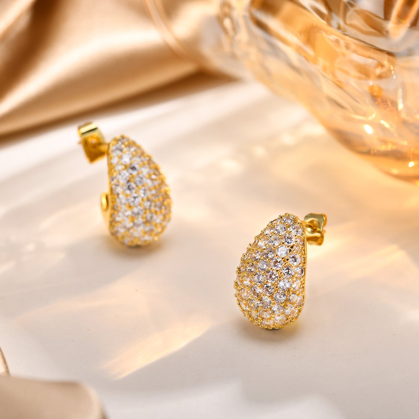 European And American Fashion Accessories Gold Zircon Earrings