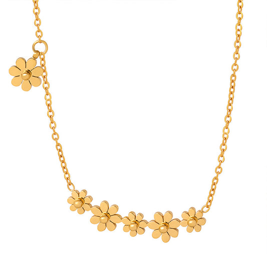 Golden Bloom Titanium Steel Necklace - Exquisite Jewelry for Women