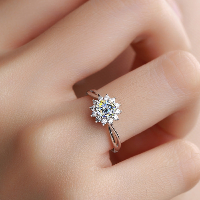 Genuine D-Color S925 Sterling Silver Ring