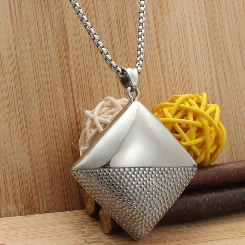 Titanium Steel Rhombus Pendant Necklace for Men - Punk Trendy Retro Design by Planderful