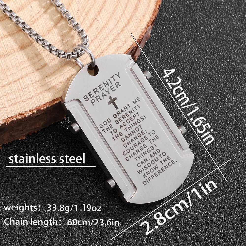 Planderful Personalized Tag Necklace Stainless Steel For Men Gift For Him Punk Square Pendant