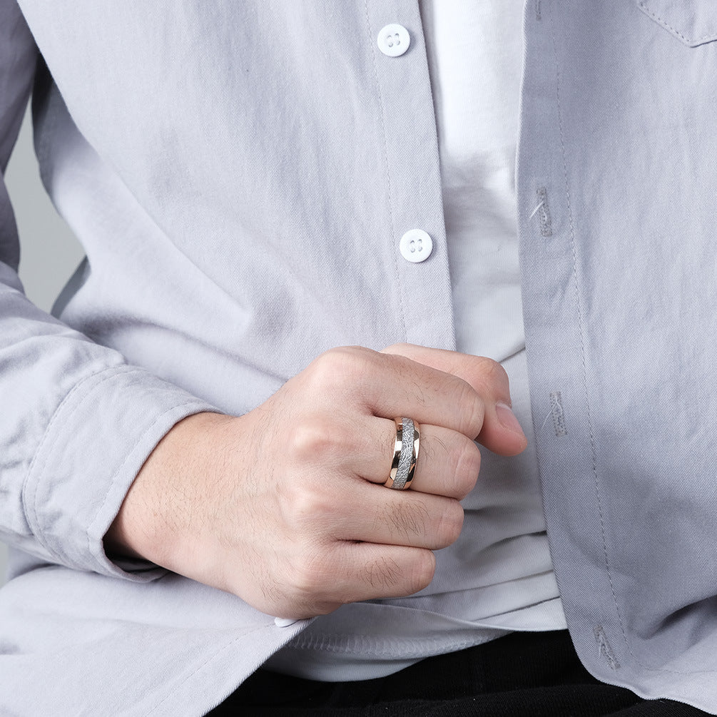 Cross-Border Rose Gold Plated Tungsten Steel Ring for All