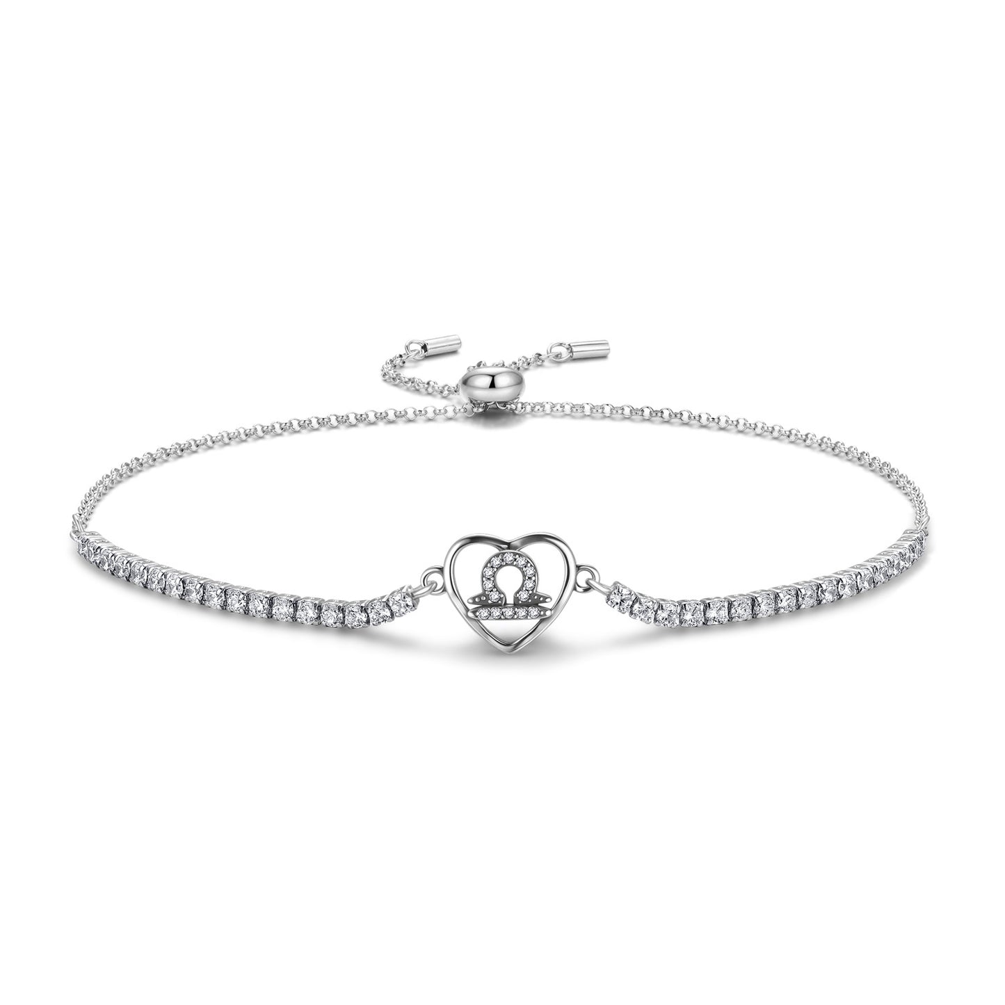 Planderful Jewelry Twelve Constellations Sterling Silver Zircon Bracelet Adjustable Length