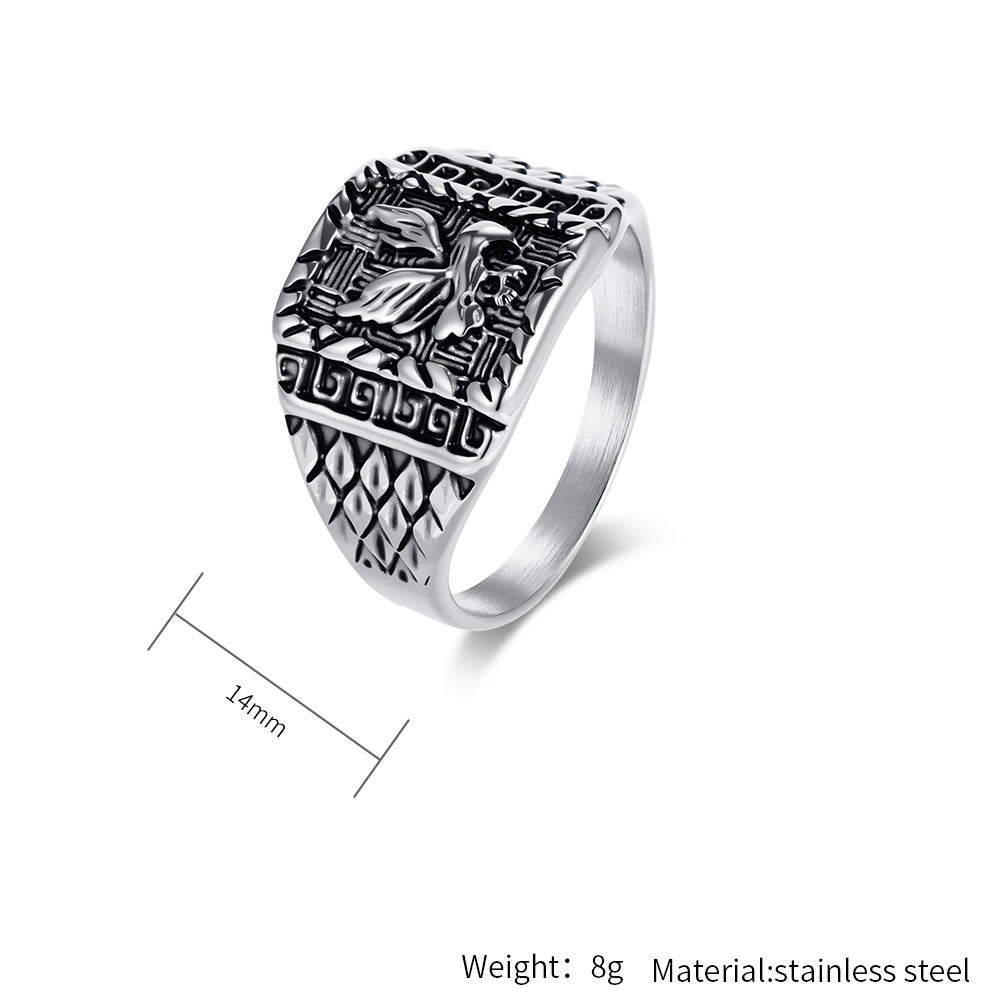 Planderful Stainless Steel Ring For Men Retro Wings Bold
