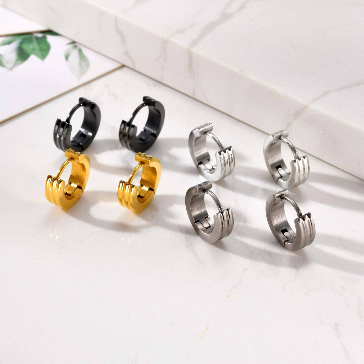 Stainless Steel Single Earring — Four Finishes