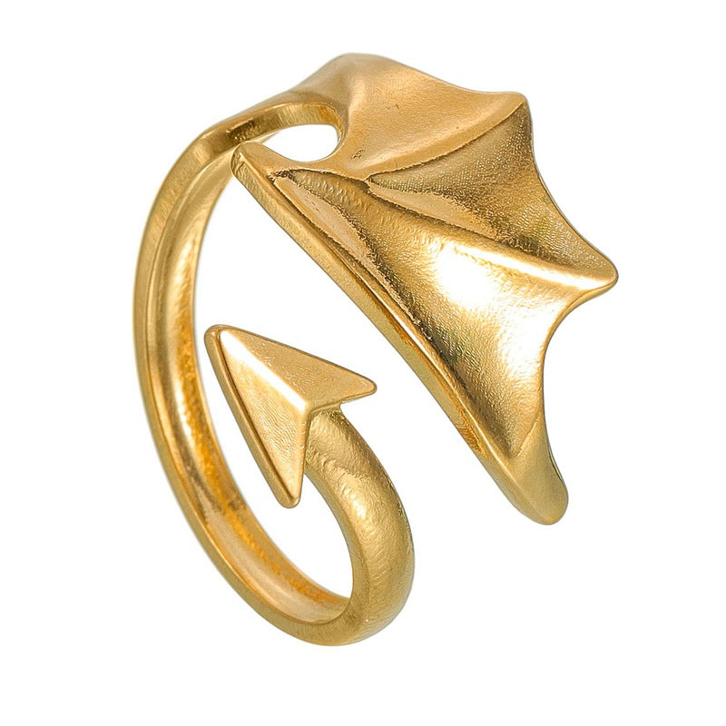 Planderful Everyday Genie Angel Wings Ring Unisex Adjustable Stainless Steel Protection Statement Couple Ring