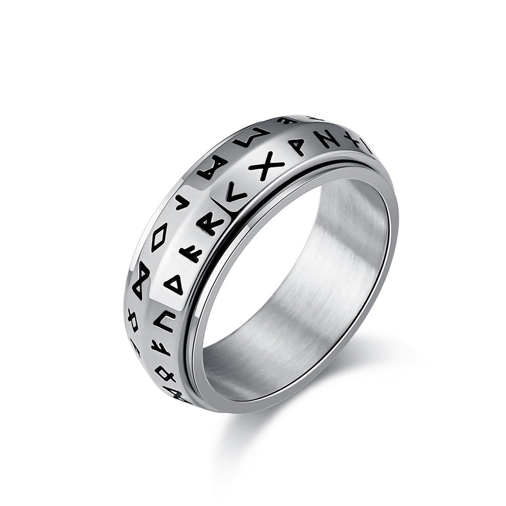 Nordic Viking Rotatable Titanium Steel Ring for Men